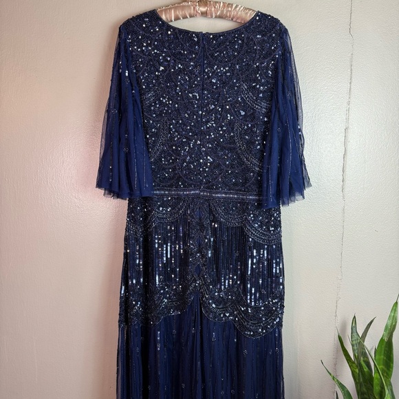 Gatsbylady Navy Beaded Maxi Dress Sz 18 - Picture 4 of 10